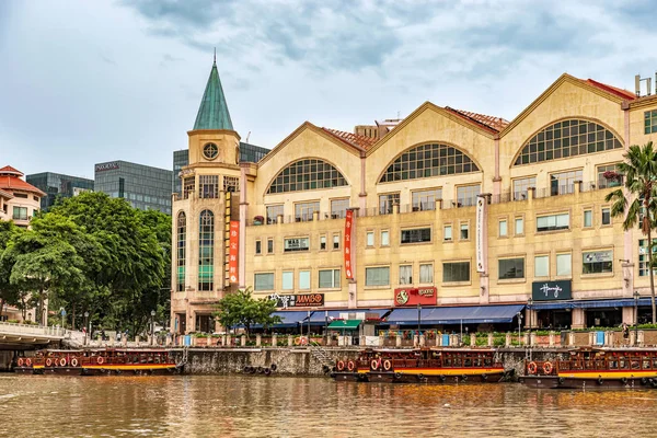 Singapore Jan 2018 Colorful Bars Restaurants Stores Singapore River Clarke — Stock Photo, Image