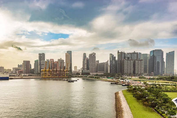 Singapore Dic 2018 Porto Singapore Con Skyline Della Città Sullo — Foto Stock