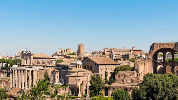 Vista Templo Antonino Faustina Templo Rómulo Frente Ciudad Roma Vista — Foto de Stock