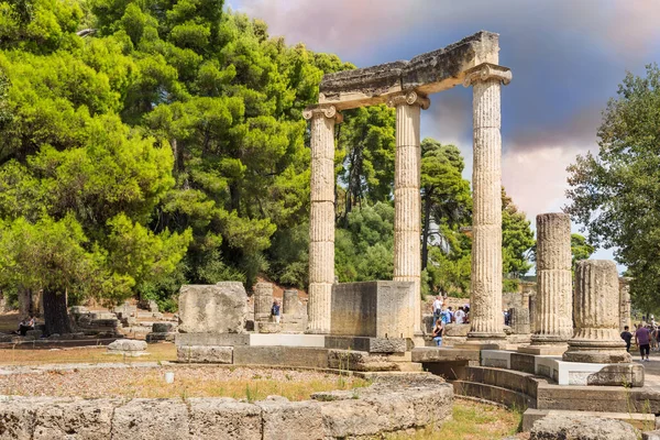 Olimpia Grecia Settembre 2014 Turisti Visita Filippeo Nell Altis Olimpia — Foto Stock