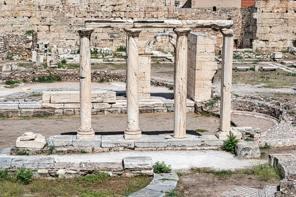 Las Ruinas Biblioteca Adriano Atenas Biblioteca Fue Construida 132 Fue —  Fotos de Stock