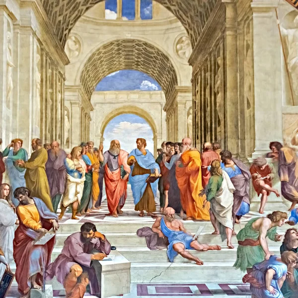 Vatikanet 2014 Skolen Athens Berømte Fresker Den Italienske Renessansekunstneren Raphael – stockfoto