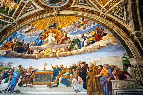 梵蒂冈 2014年9月22日 梵蒂冈博物馆使徒宫内殿 Sala Dell Immacolata Concezione 奢华绘画细节 — 图库照片