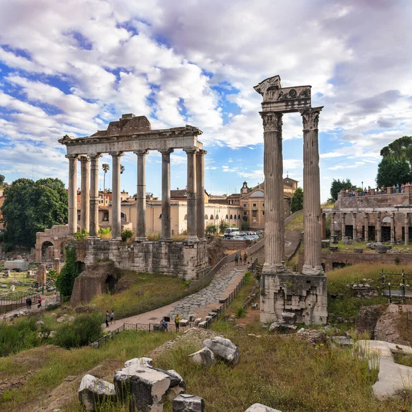 Roma Italia Septiembre 2014 Vista Las Ruinas Del Templo Saturno — Foto de Stock