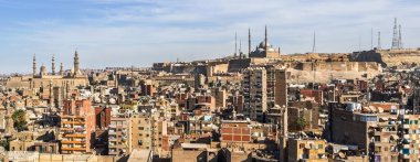 Mısır, Kahire 'deki ev ve camilerde panoramik manzara