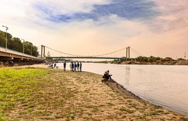 Khartoum Sudan January 2015 Local People Walking River Nile Khartoum — Stock Photo, Image