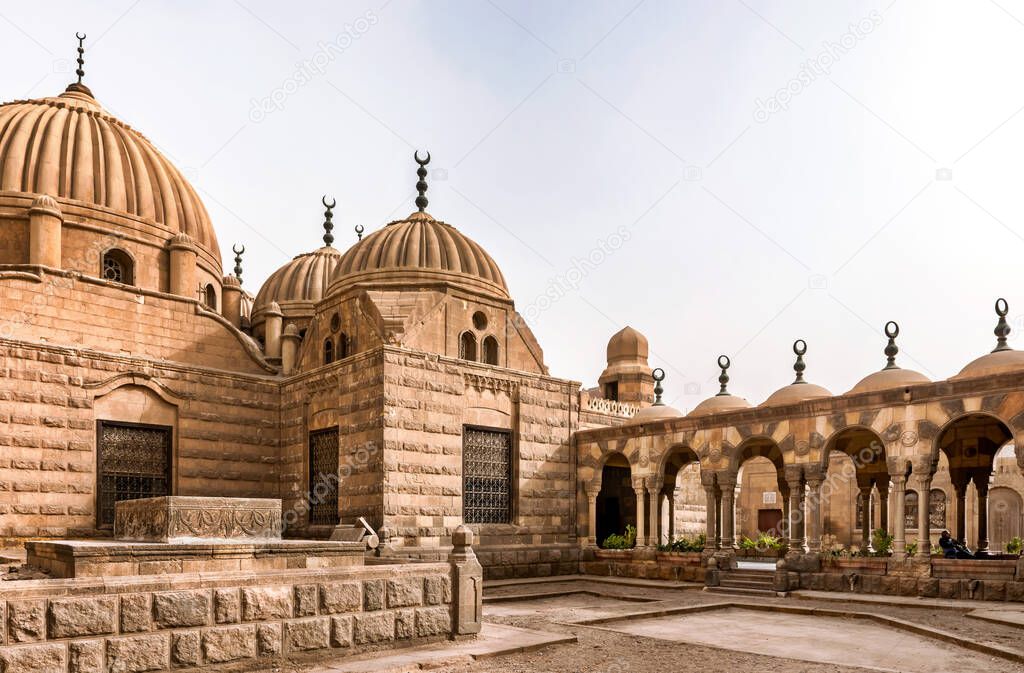 View at Domes of the Tombs of Mohammad Ali's Family located in Cairo, Tombs of Mamelukes, City of Dead, Egypt