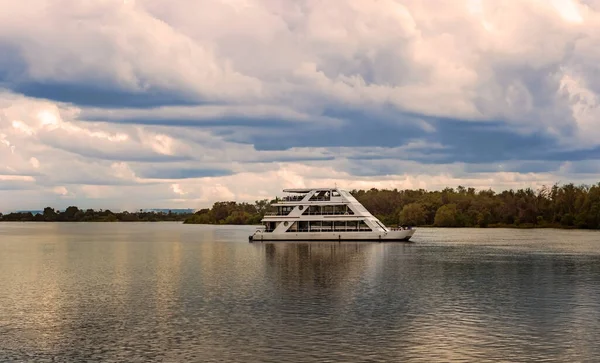 Picturesque Sunset Landscape Riverboat Zambezi River Livingstone Zambia — Stock Photo, Image