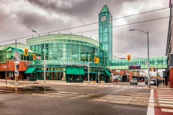 Kitchener Canada March 2020 View Market Square Невдалий Міський Торговий Стокове Зображення