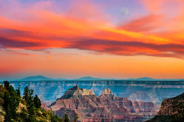Puesta Sol Gran Cañón Arizona Vista Desde North Rim Estados —  Fotos de Stock