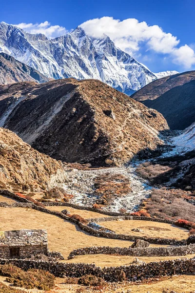 Widok Krajobraz Gór Himalajów Everest Base Camp Trek Między Pheriche — Zdjęcie stockowe