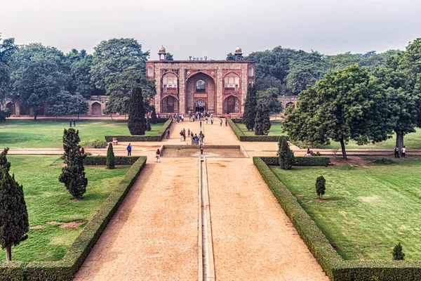 Delhi Hindistan Kasım 2018 Humayun Mezar Kompleksini Ziyaret Eden Turistler — Stok fotoğraf