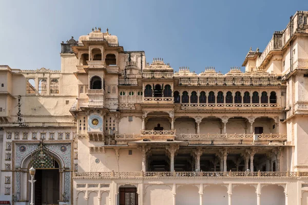 Vista Sulla Facciata Dell Edificio City Palace Udaipur Rajasthan India — Foto Stock
