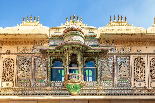 Blick Auf Die Fassade Des Gebäudes City Palace Udaipur Rajasthan — Stockfoto