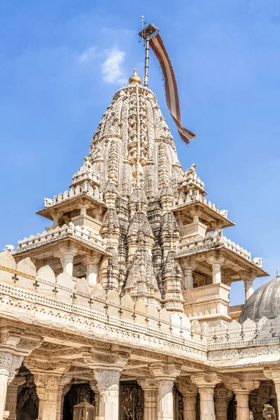 Weißer Marmor Dekorative Geschnitzten Turm Ranakpur Jain Tempel Desuri Tehsil — Stockfoto