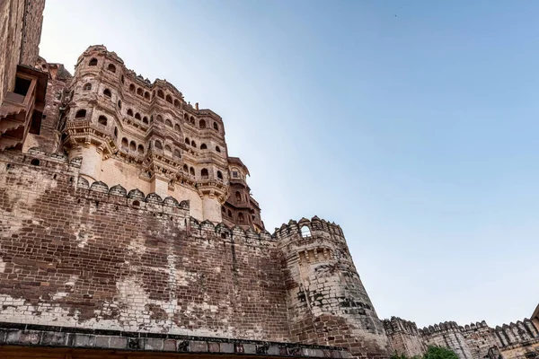 Utsikt Över Muren Och Byggnaden Mehrangarh Fort Jodhpur Indien — Stockfoto