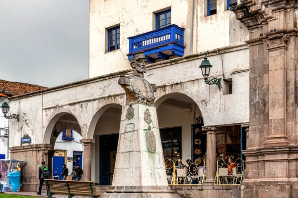 Cusco Peru April 2019 Προβολή Στο Άγαλμα Του Juan Zubiaga — Φωτογραφία Αρχείου