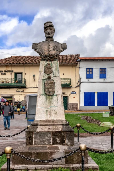 Куско Перу Апреля 2019 Года Вид Статую Хуана Zubiaga Куско — стоковое фото