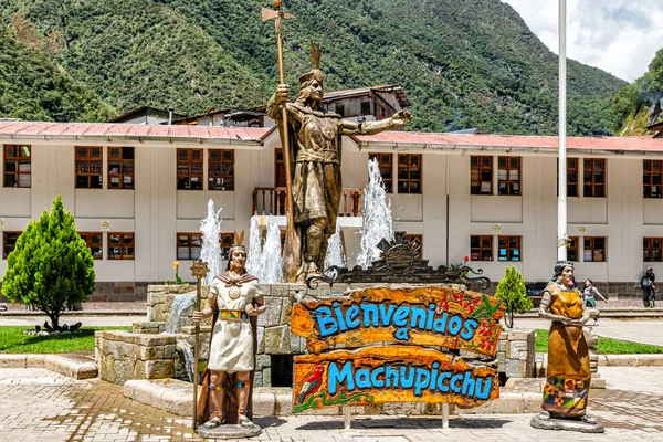 Aguas Calientes Peru April 2019 Statue Von Pachacuti Aguas Calientes — Stockfoto