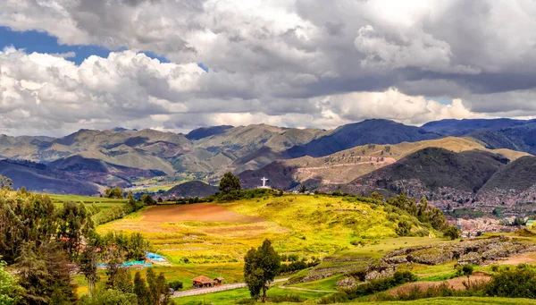 Panoramic Aerial View City Cusco Surrounding Andean Mountains Peru — Stock Photo, Image