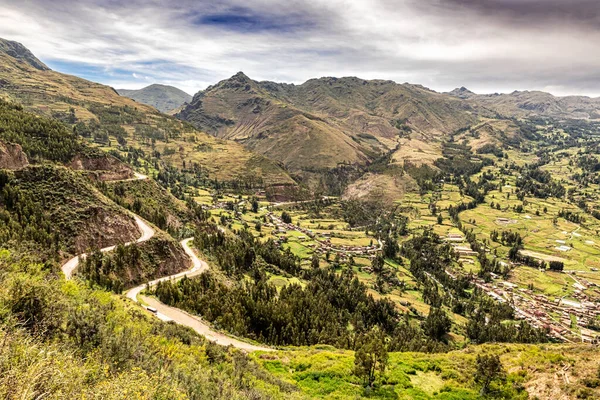 Vista Aérea Panorámica Valle Sagrado Los Incas Vista Desde Colina — Foto de Stock