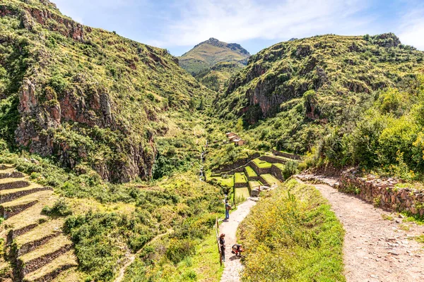 Visa Jordbruket Inca Växter Odling Terrasser Arkeologiska Park Sacred Valleys — Stockfoto
