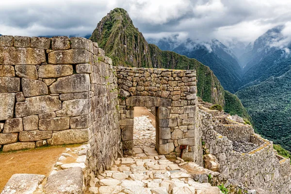 Blick Auf Das Haupttor Zur Inka Stadt Machu Picchu Peru — Stockfoto
