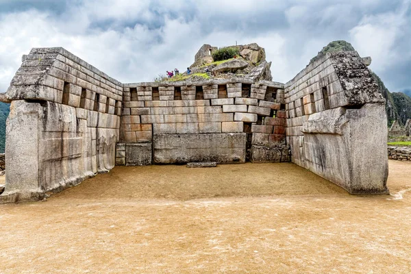 Κτίριο Στο Ιερό Plaza Στην Αρχαία Πόλη Ίνκας Machu Picchu — Φωτογραφία Αρχείου