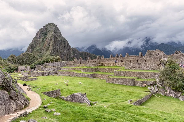 Gebäude Und Häuser Der Inka Stadt Machu Picchu Peru Wayna — Stockfoto