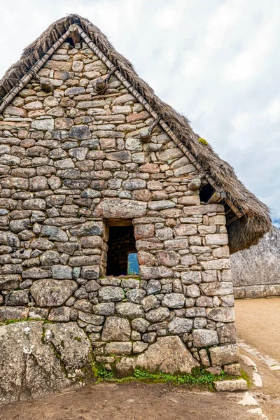 Vista Para Edifícios Casas Estruturas Antiga Cidade Inca Machu Picchu — Fotografia de Stock