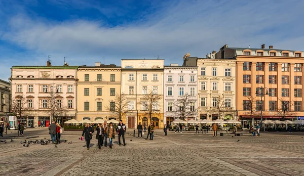 Cracow Poland Feb 2019 View Historic Houses Main Market Square — Stock Photo, Image