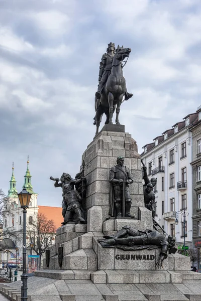 Cracow Poland Feb 2019 View Grunwald Monument Matejki Square City — Stock Photo, Image