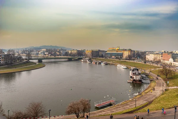 Cracow Polonya Şubat 2019 Vistula Nehrinin Manzarası Polonya Nın Krakow — Stok fotoğraf