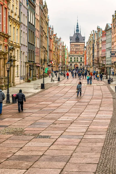 Gdańsk Polska Luty 2019 Zobacz Historycznej Długiej Ulicy Dluga Gdańsku — Zdjęcie stockowe