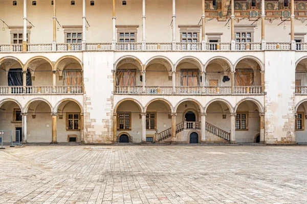 Blick Auf Den Renaissancehof Des Königlichen Schlosses Wawel Krakau Polen — Stockfoto