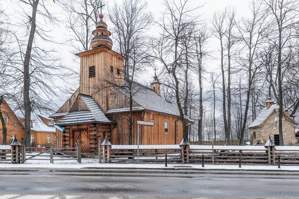 Zakopane Polen Dec 2019 Visa Fasaden Träkyrkan Our Lady Czestochowa — Stockfoto