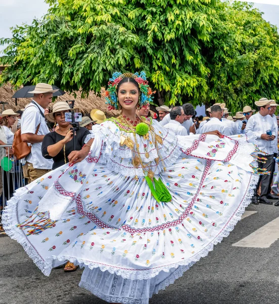 Las Tablas Panama Január 2020 Lány Pózol 1000 Polleras Parade — Stock Fotó