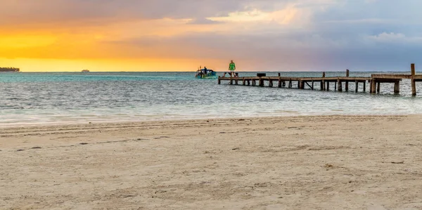 San Blas Panama Lutego 2020 Piękny Zachód Słońca Karaibach Wyspa — Zdjęcie stockowe