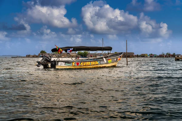 San Blas Panamá Fevereiro 2020 Native Guna People Boat Huts — Fotografia de Stock