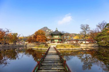 Sonbahar sezonu Gyeongbokgung Sarayı Seoul, Güney Kore