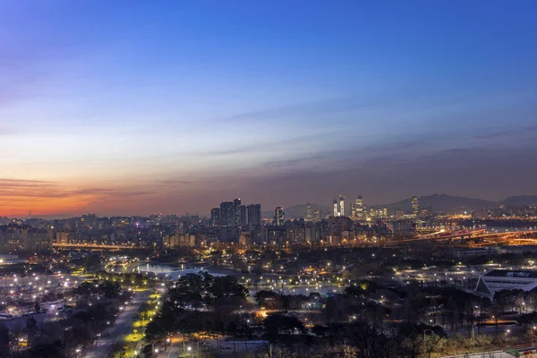 Veduta Aerea Della Città Seoul All Alba Corea Del Sud — Foto Stock