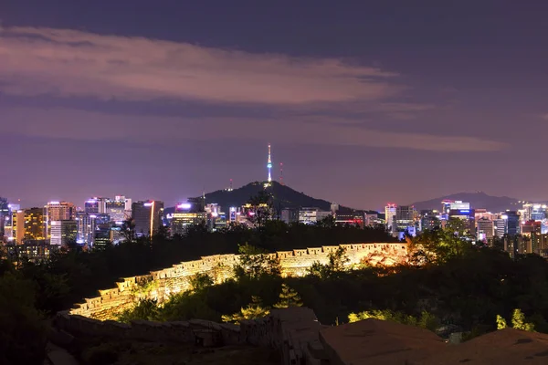 Séoul Corée Sud Skyline Nuit Avec Tour Séoul — Photo