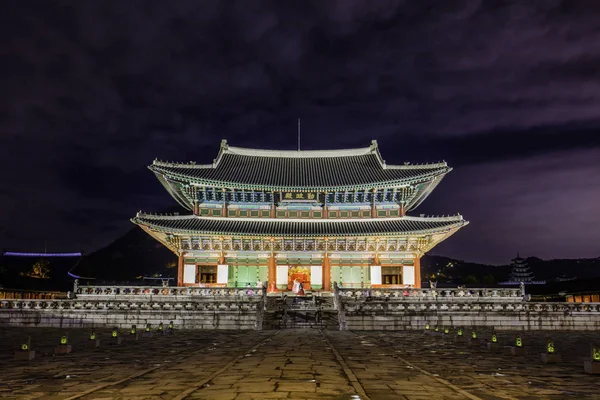 Παλάτι Gyeongbokgung Νύχτα Στη Σεούλ Νότια Κορέα — Φωτογραφία Αρχείου