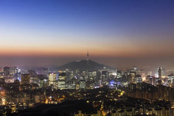 Mattina All Alba Seoul South Korea City Skyline Con Torre — Foto Stock