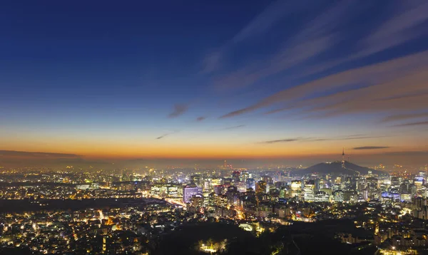 Vue Aérienne Ville Séoul Lever Soleil Corée Sud — Photo