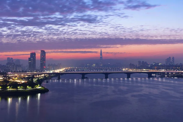 Vista Aérea Cidade Seul Nascer Sol Coreia Sul Fotografias De Stock Royalty-Free