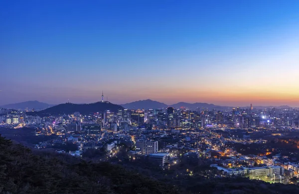 Закат Небесной Линии Сеула Реки Хан Сеуле Южная Корея — стоковое фото