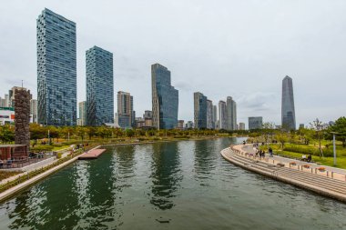 Central Park'ta Songdo Incheon, Güney Kore.