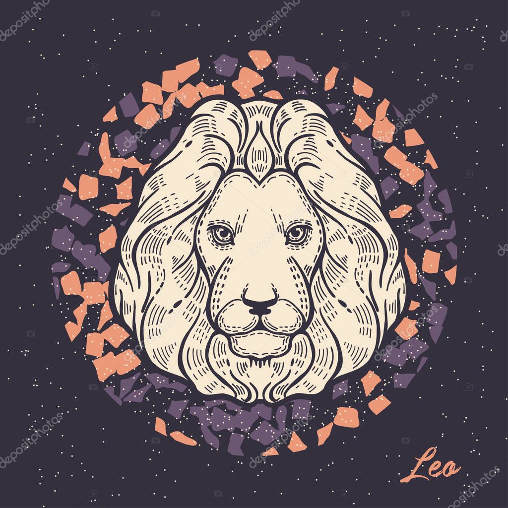 Zodiac sign Leo. The symbol of the astrological horoscope. Hand-drawn illustration.