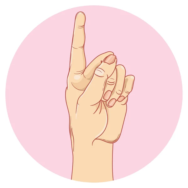 Eine menschliche Hand mit erhobenem Zeigefinger. realistische Vektordarstellung. — Stockvektor